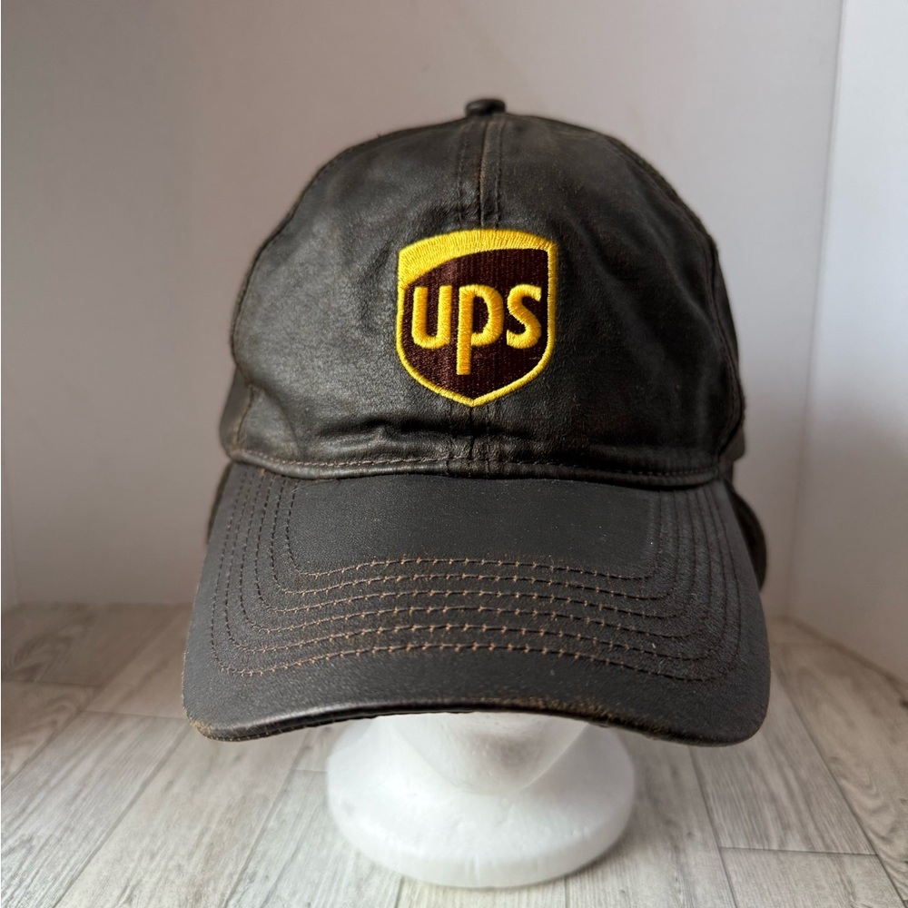 UPS Brown Faux Leather Winter Hat with Ear Flaps One Size Fit All
